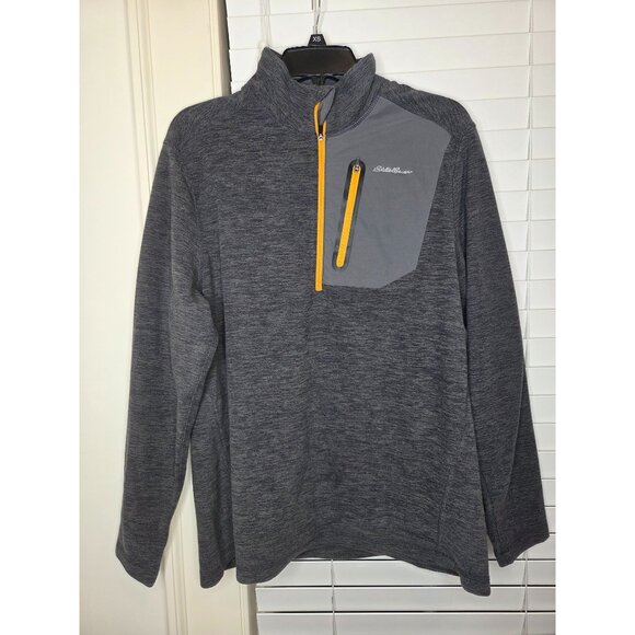 Eddie Bauer Mens Pullover Fleece M Gray 1/4 Zip Jacket sweater Bloke Norm Classi - Picture 1 of 6